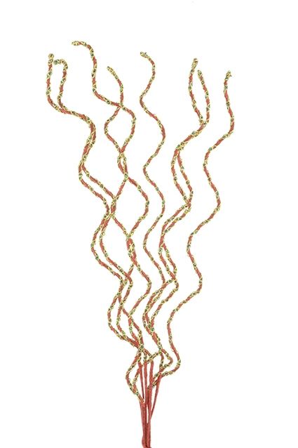 Jewelled Curly Stem Bundle 90cm Red
