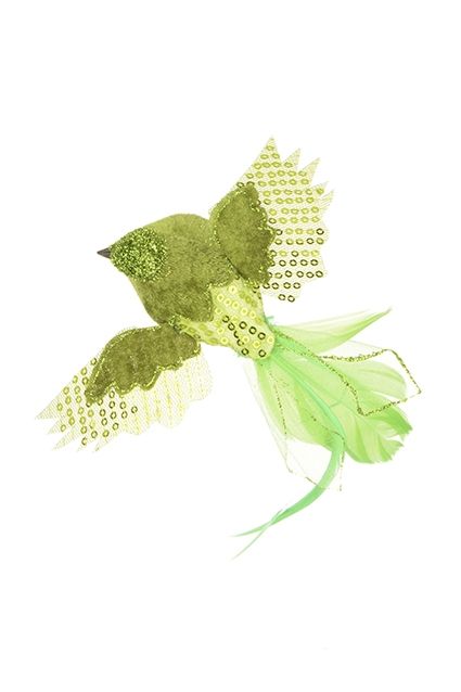 Feather Flying Bird Clip 4.5cm Lime