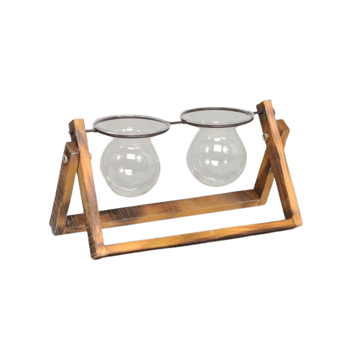 Pc. Frame W/2 Glass Hangers  Natural  25.5X 14 Cm