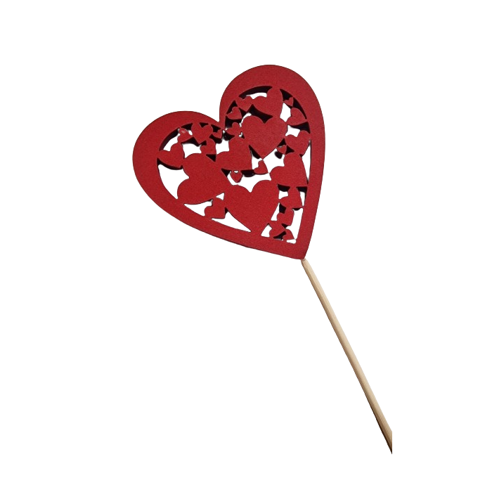 Pack Of 9 Hearts On Stick 50cm Red 10x10cm
