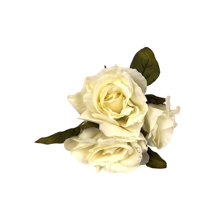 24cm Open Rose Posy x 3 Heads Cream