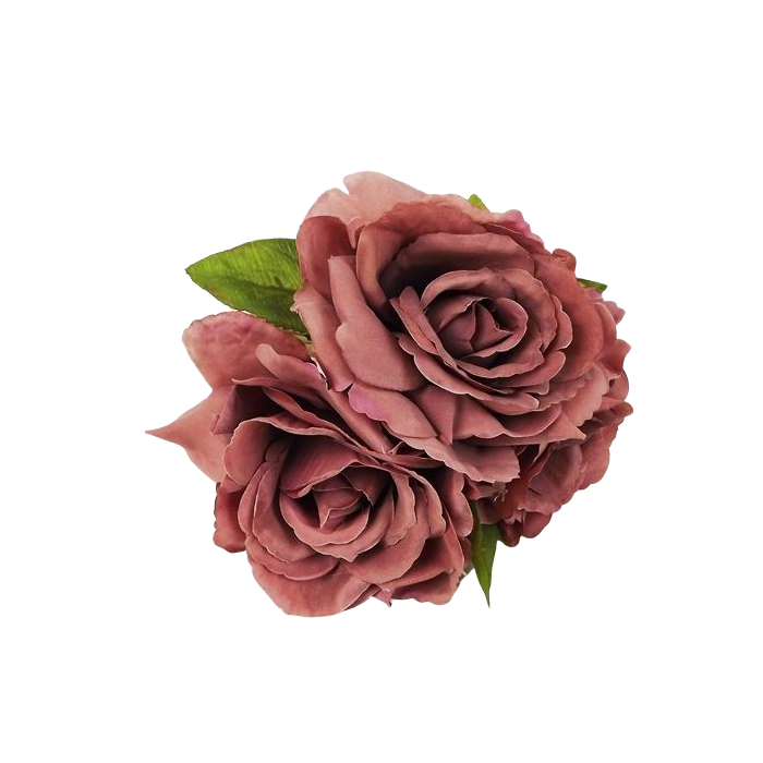 24cm Open Rose Posy x 3 Heads Puce