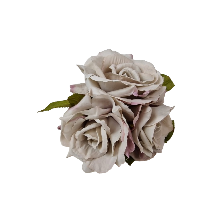 24cm Open Rose Posy x 3 Heads Grey
