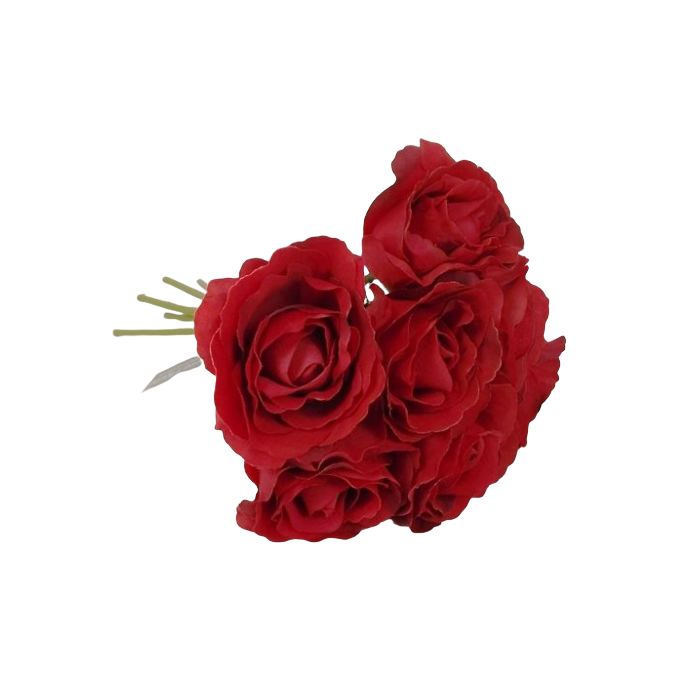 26cm Open Rose x 7 Heads Red