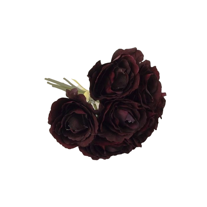 26cm Open Rose x 7 Heads Bordeaux