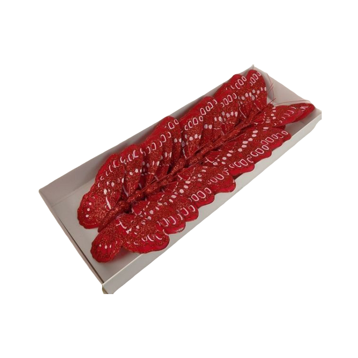 10cm Glitter Butterflies x 12 Red
