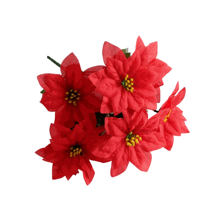 Poinsettia Bush Red 30cm x 7 Heads