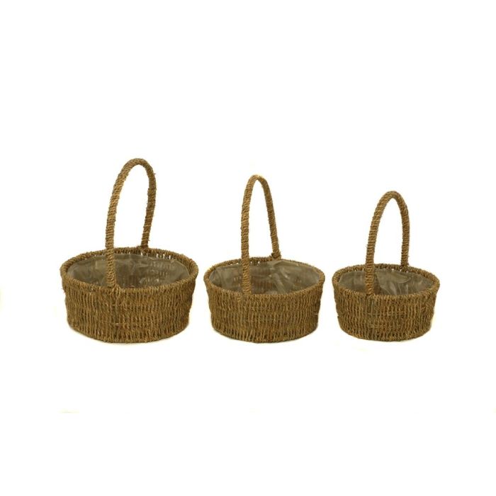 Seagrass Set Of 3 Baskets Round