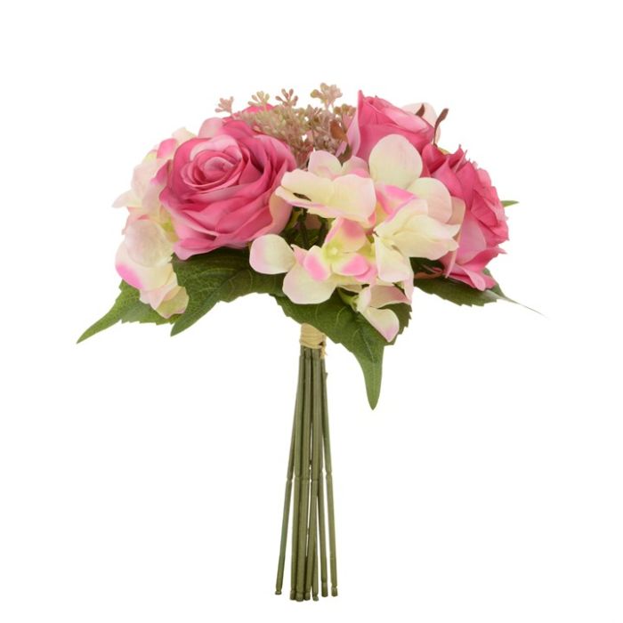 Rose/Hydrangea Bouquet 31cm - Dark Pink