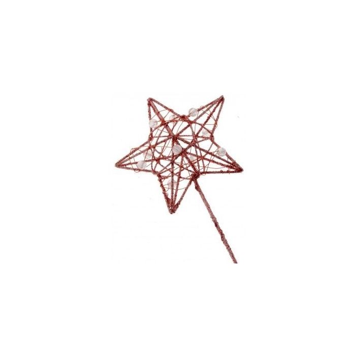 Glittered Star Wand (7cm Diameter, 30cm Handle) Rose Gold