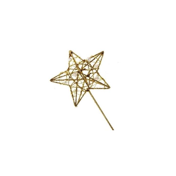 Glittered Star Wand (7cm Diameter, 30cm Handle) Gold