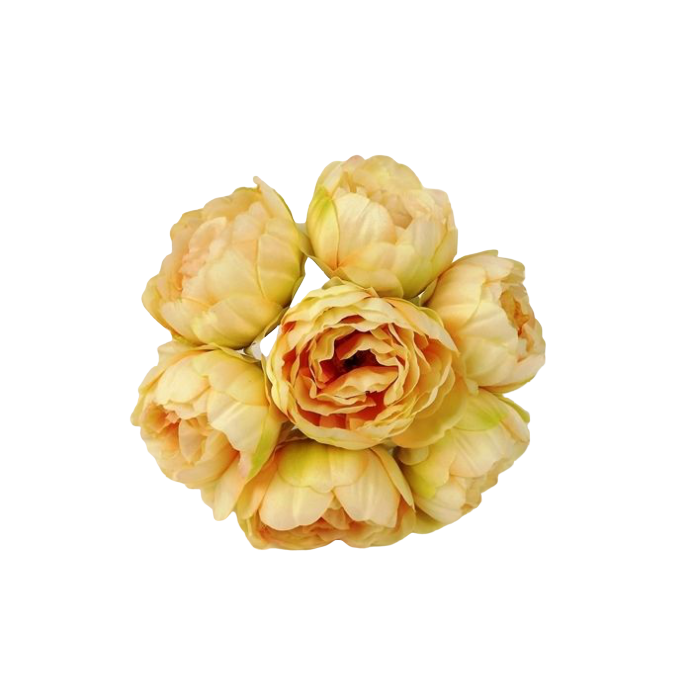 26cm Peach Peony Posy x 7 Heads