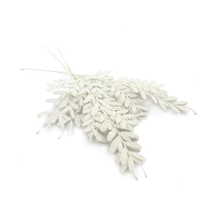 40cm Berberis Spray Glittered White