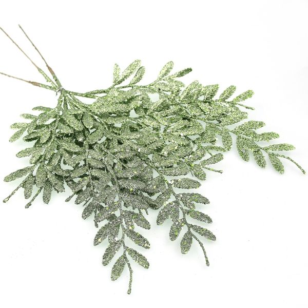 40cm Berberis Spray Glittered Green