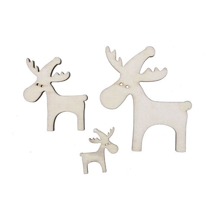 Pb. 20 Wooden Moose 3 Ass Natural 3/5/7 cm