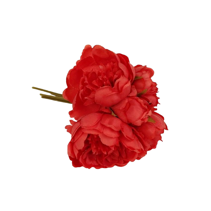 28cm Coral Peony Posy x 5 Heads