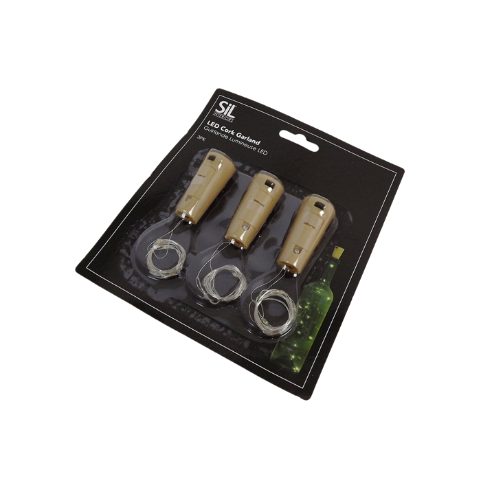 Pack Of 3 8 Led Cork Garland