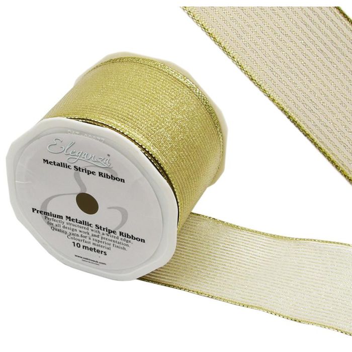 Eleganza Finesse Metallic Stripe 63mm x 10mtr Gold