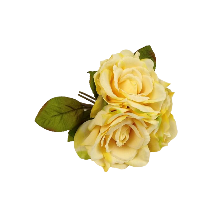 24cm Yellow Open Rose Posy