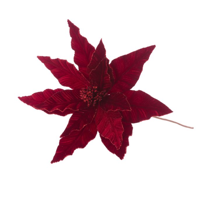 Glitter Tipped Poinsettia 70cm Red