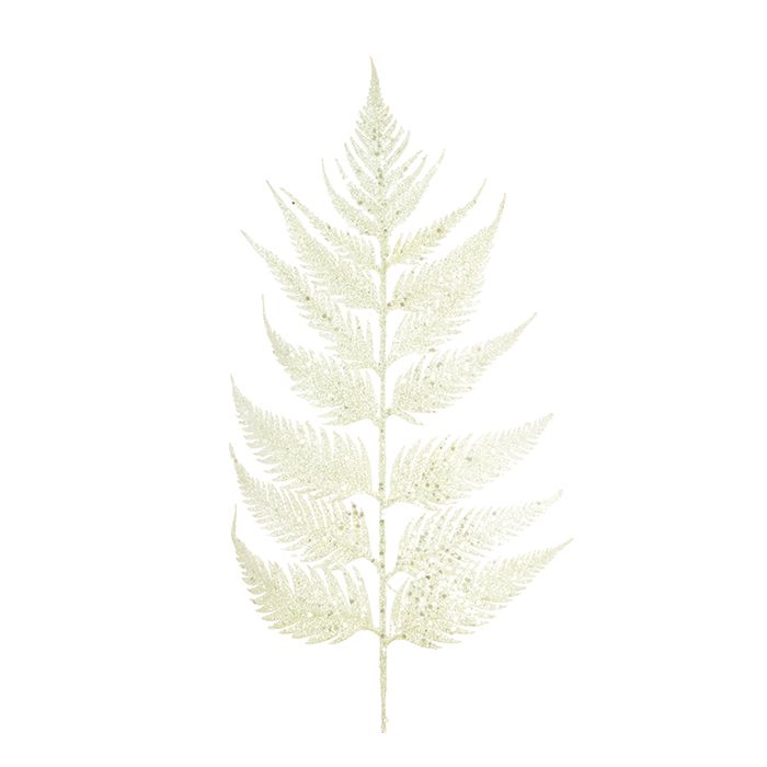 Sparkle Leather Fern Leaf 55cm White