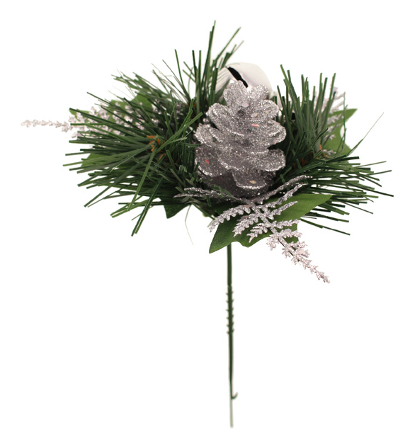 19cm Glittered Bell Pick Silver