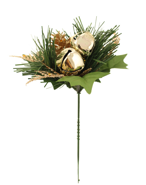 19cm Glittered Bell Pick Gold