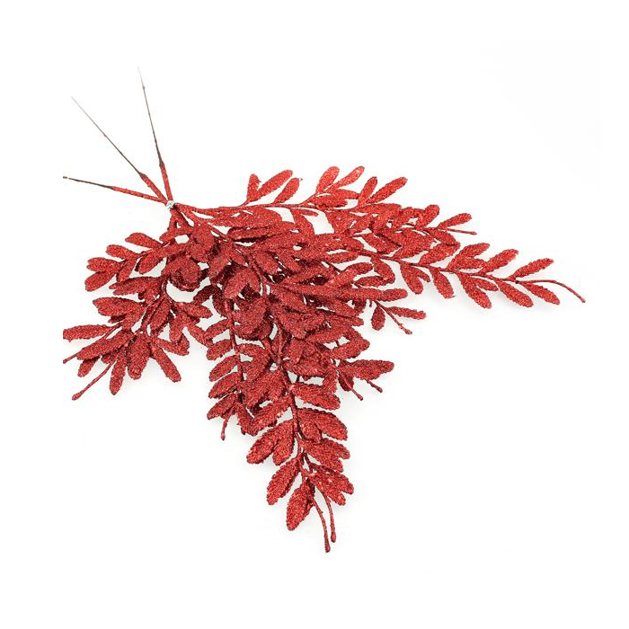 40cm Berberis Spray Glittered Red