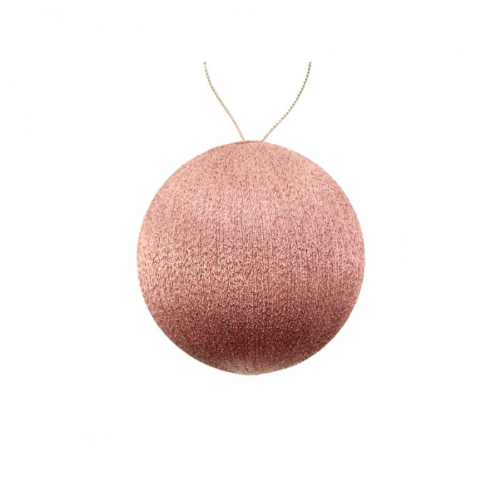 8cm Spun Metallic Bauble Pink
