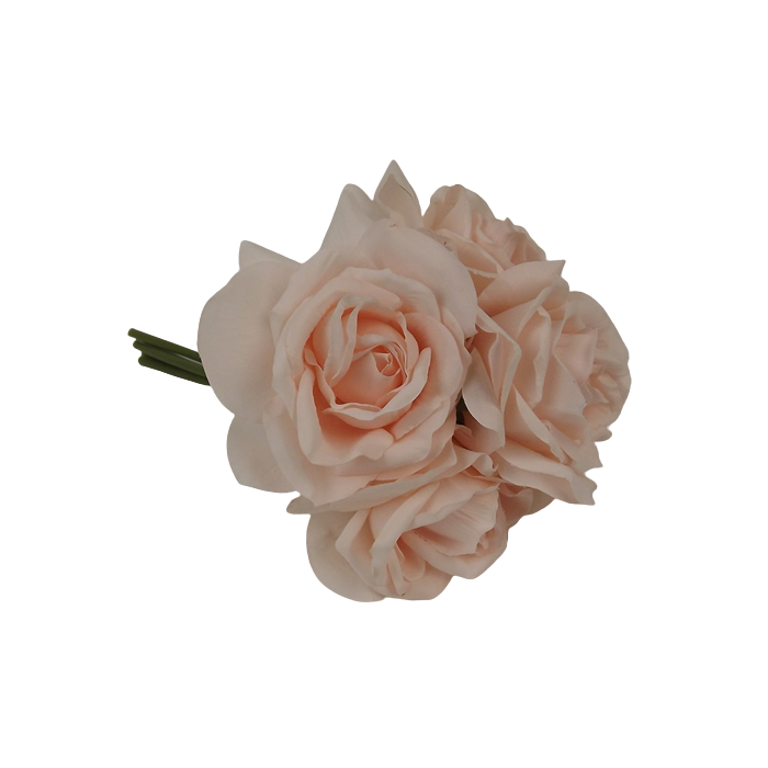 27cm Light Coral Open Rose Posy x 5 Heads