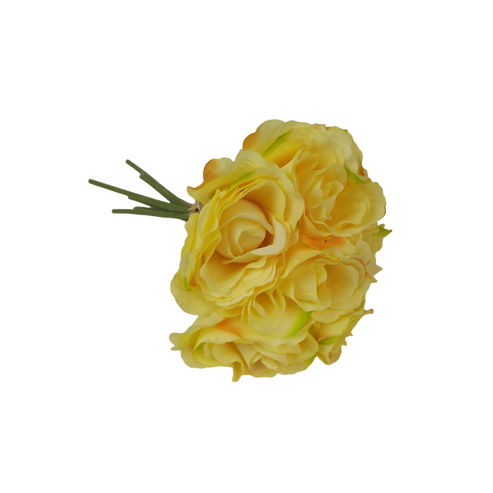 26cm Yellow Open Rose Hand Tied