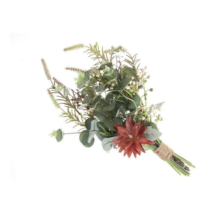 Mixed Foliage Bouquet with Eucalyptus and Succulents - Green