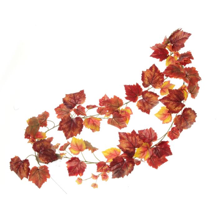 Grape Ivy Garland Red/Orange 180cm W/92 Leaves