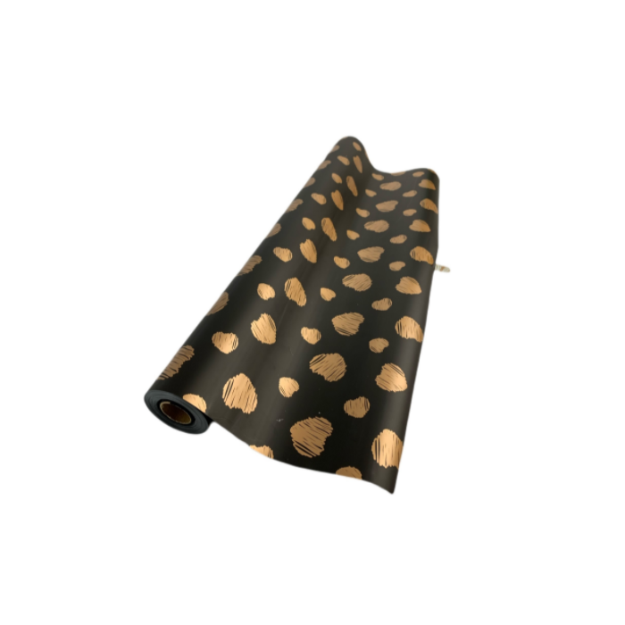 Black/Gold Heart Deluxe C Wrap 60cm x 25mts