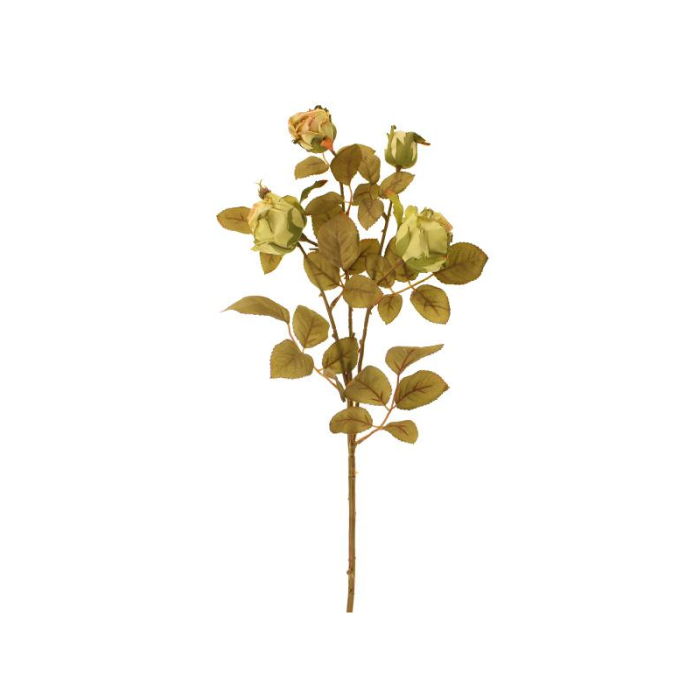 64cm Dried Look Cabbage Rose Spray Green