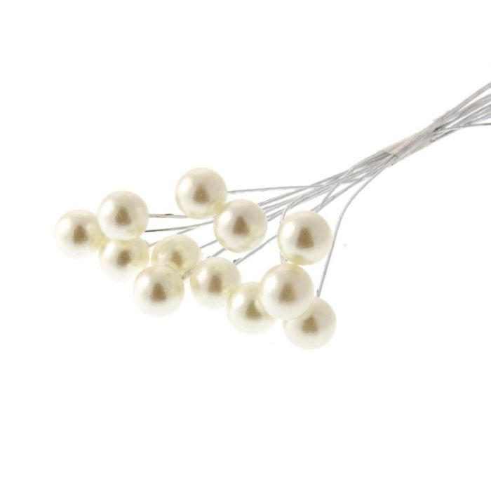 10mm Pearls On Stem Cream x 12 Stems