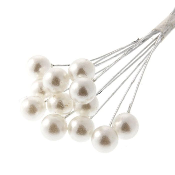 10mm Pearls On Stem White x 12 Stems