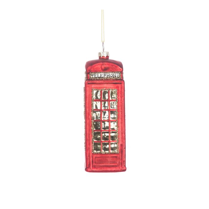 GLASS Telephone Box 12cm Red