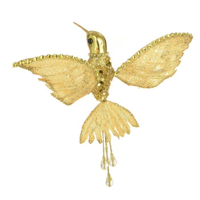 Glitter Hummingbird Clip 15cm Gold