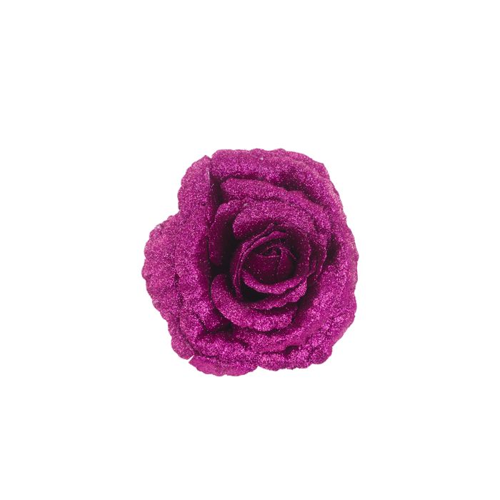 Sparkle Rose with Clip 16cm Hot Pink