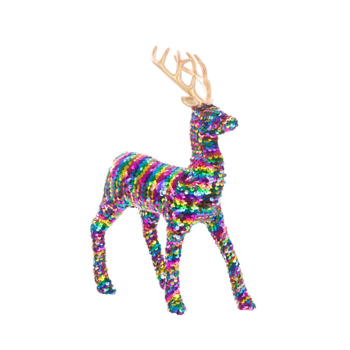 Rainbow Sequin Deer 34cm