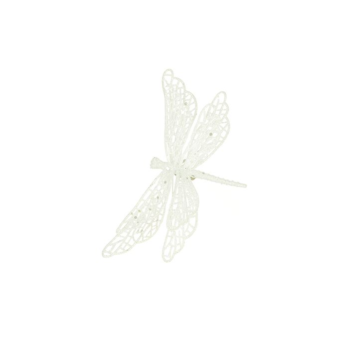 Sparkle Dragonfly Clip 17cm White