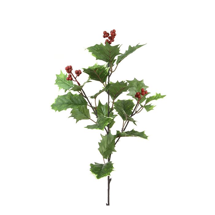 Holly Spray W/Berries 72cm Variegated