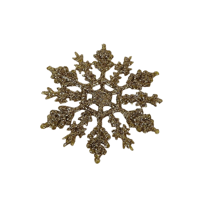 10cm Glitter Snowflake x24 Boxed Champagne