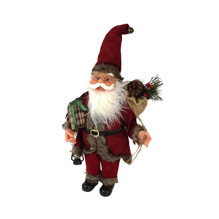 45cm Standing Santa w/Gift/Lantern