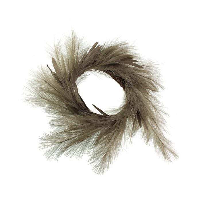 58cm Pampas Wreath Grey