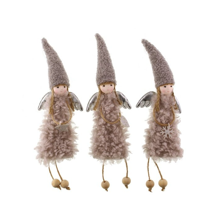34cm Assorted Christmas Angel Hanger Grey x 1