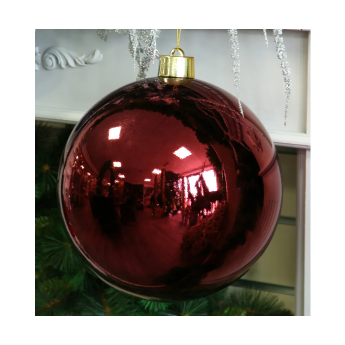 Burgundy Shiny Shatterproof Bauble (x1) (30cm)