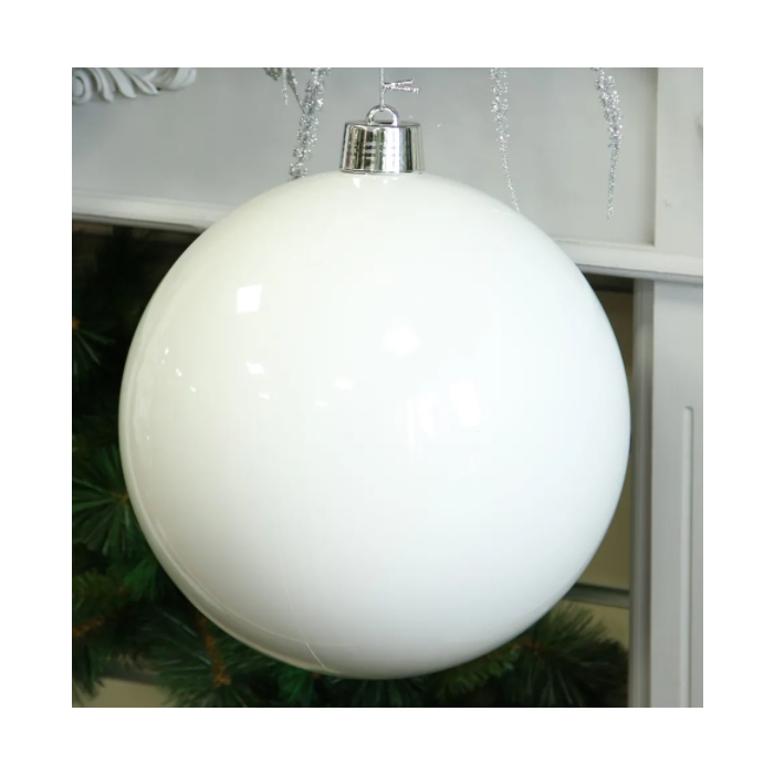 White Shiny Shatterproof Bauble (x1) (30cm)