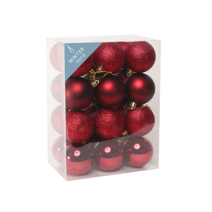 Burgundy Shatterproof Baubles (6cm) (24 pieces)